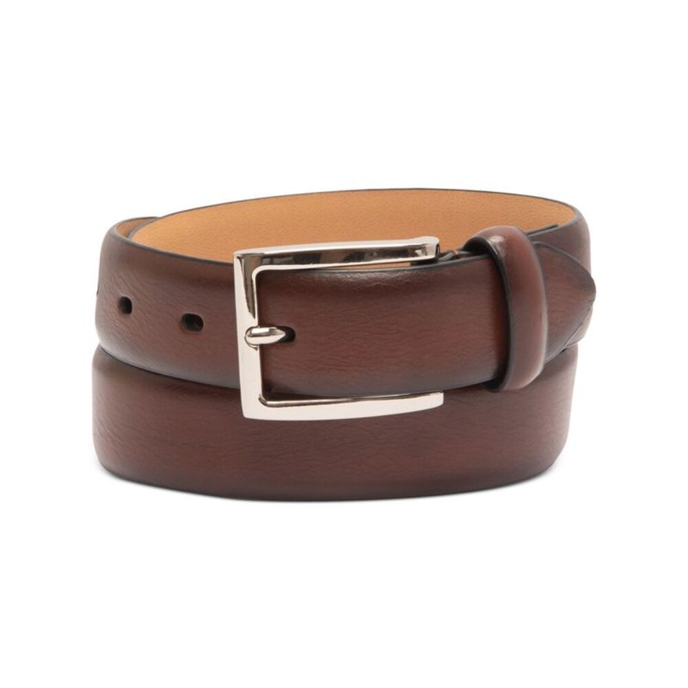 CLUBROOM Mens Brown Feather Accent Faux Leather Casual Belt 42\44